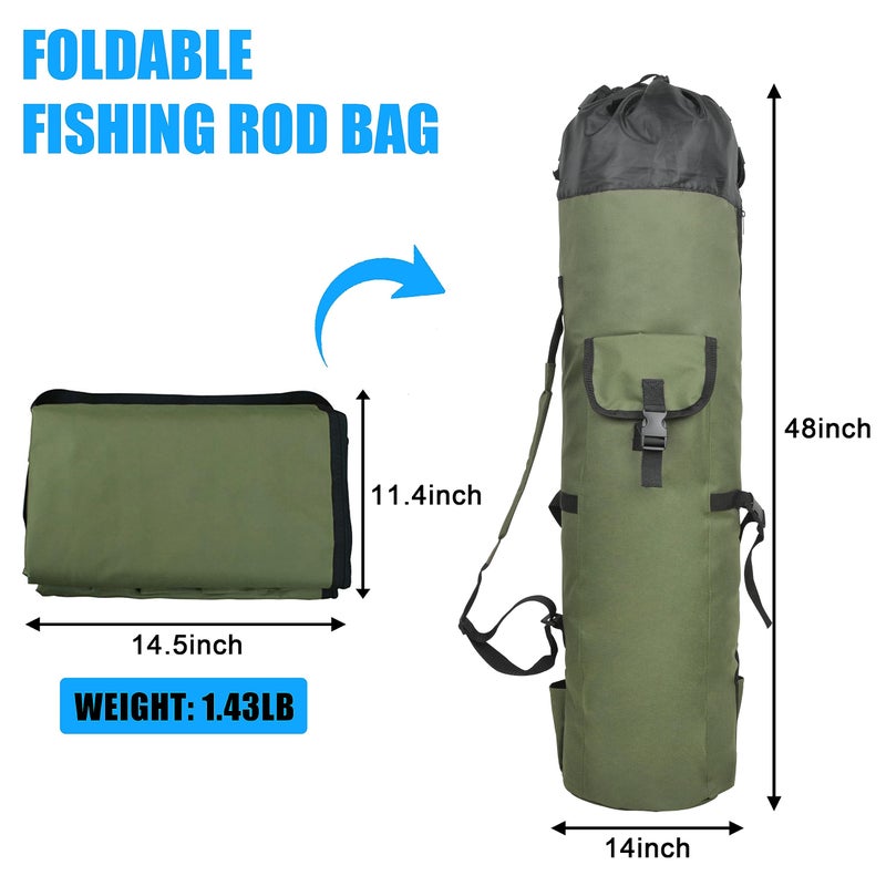 OROOTL Fishing Rod Bag Pole Case, Portable Large Capacity Fishing Pole Carrier Case Oxford Waterproof Fishing Rod Organizer Travel Bag Fishing Gift for Men - Image 4